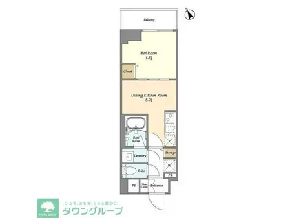 グランカーサ江戸川橋(1DK/4階)の間取り写真