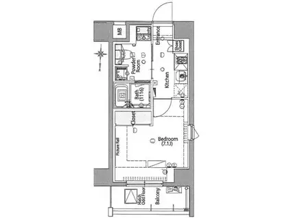 プレセダンヒルズ三ノ輪(1K/7階)の間取り写真