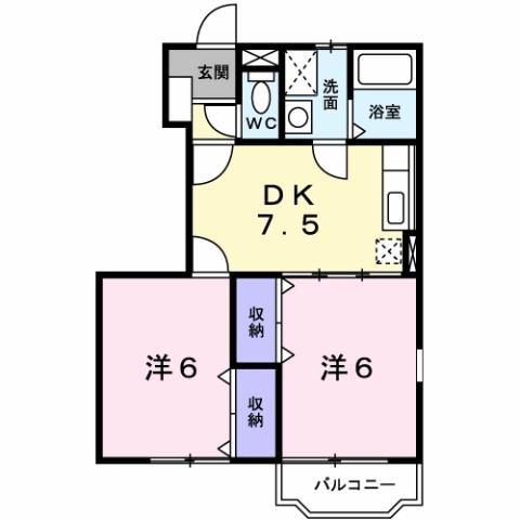 メルクマールSX II(2DK/1階)の間取り写真