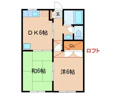 アメニティ錦(2DK/2階)の間取り写真