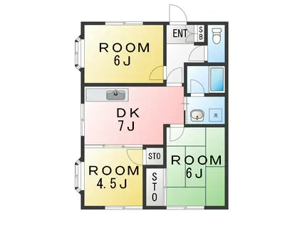 パークハイツ(3DK/1階)の間取り写真