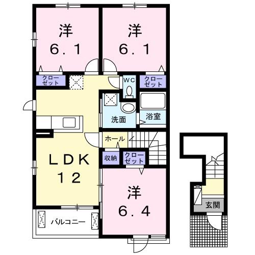 ザオバーレイ II(3LDK/2階)の間取り写真