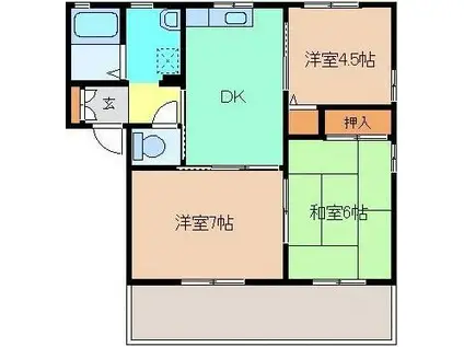 パークアベニュー B(3DK/1階)の間取り写真