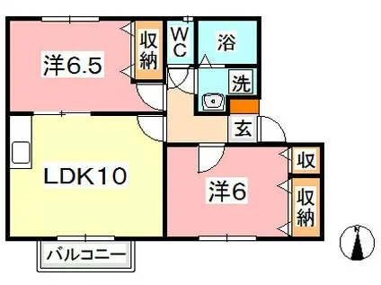 中庄コリーヌ東A棟(2LDK/1階)の間取り写真