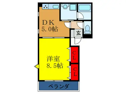 コムハウスI(1DK/3階)の間取り写真