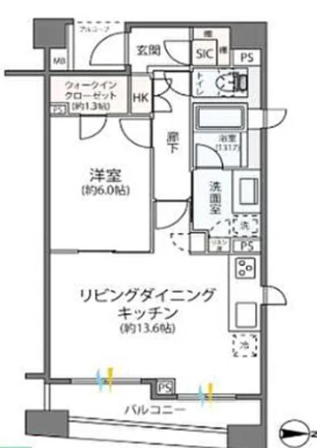 モンヴェール四ツ谷(1LDK/3階)の間取り写真