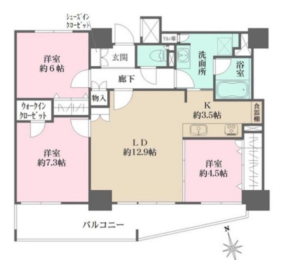 シティトリエ京橋(3LDK/21階)の間取り写真
