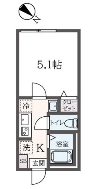 CASA二俣川(1K/1階)の間取り写真