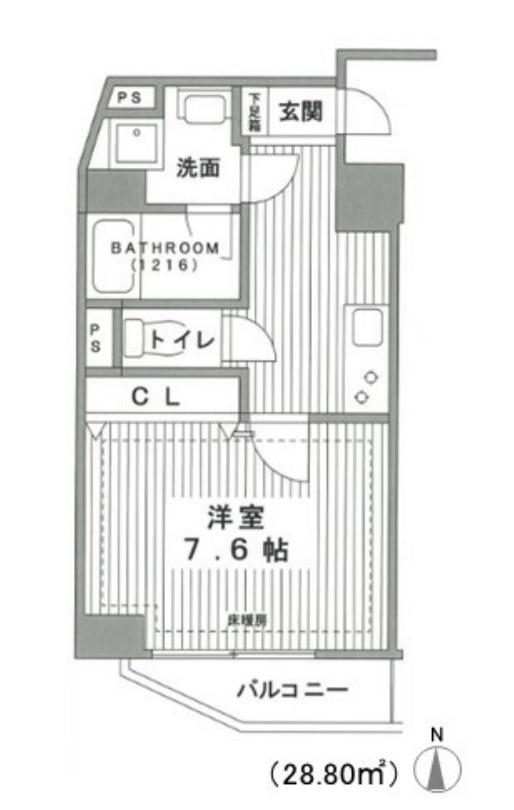 モンサンミッシェル北浜(1K/10階)の間取り写真