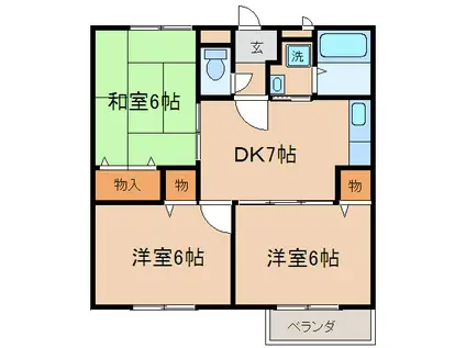 エスターテ(3DK/2階)の間取り写真