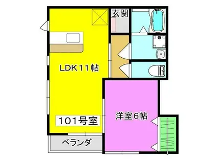 キャッスル川鶴(1LDK/1階)の間取り写真