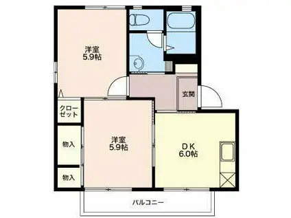 ディアスステイ(2K/2階)の間取り写真