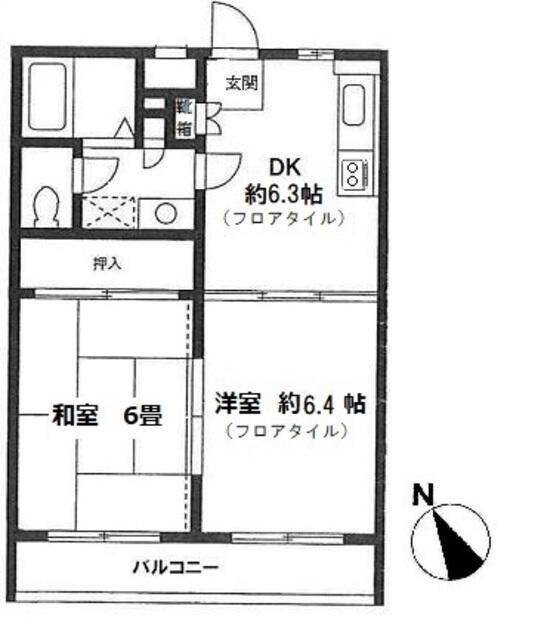 サンガーデン反町(2DK/1階)の間取り写真