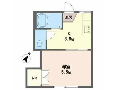 カーサ宮(1K/1階)の間取り写真