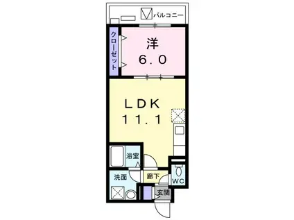 ヴェルヴェーヌ(1LDK/2階)の間取り写真