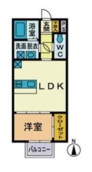サウスウインド妻田(1LDK/2階)の間取り写真