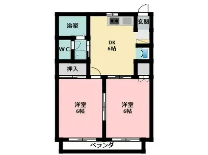 NOBLE RESIDENCE(2DK/1階)の間取り写真