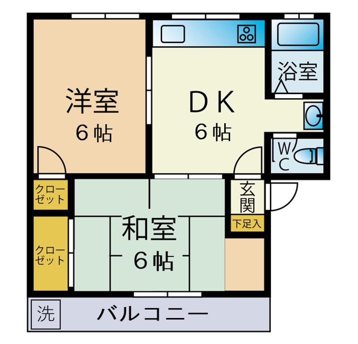 メゾンドールヒロ(2DK/1階)の間取り写真
