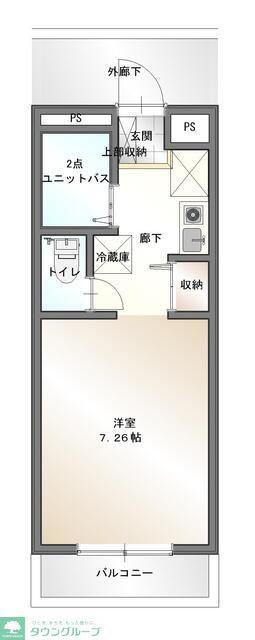 池ノ谷ハイツ(ワンルーム/2階)の間取り写真