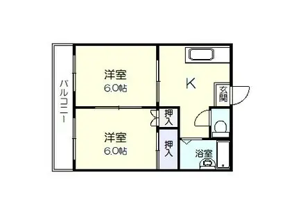 美弘ハイツ(2K/3階)の間取り写真