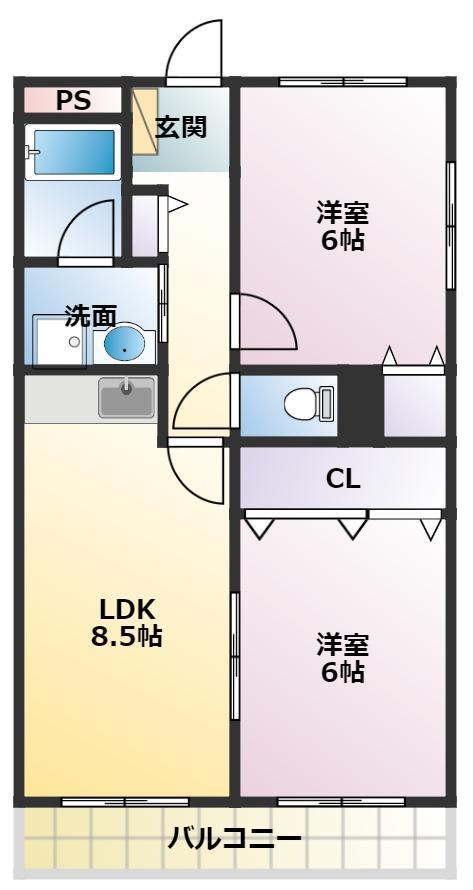 ビビッドエス(2DK/2階)の間取り写真