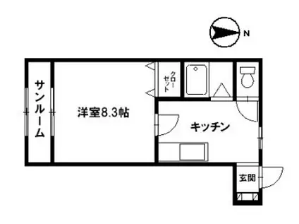 フラットあけぼの(1K/1階)の間取り写真