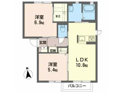 パークヒルC(2LDK/1階)の間取り写真