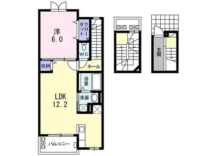 ガーデンブロッサム(1LDK/3階)の間取り写真
