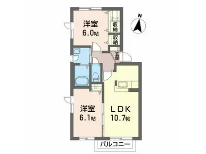 ロイヤルハイツN(2LDK/2階)の間取り写真