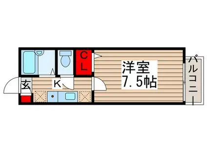 レインボーハイツ(1K/2階)の間取り写真