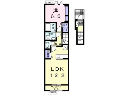 レイクII(1LDK/2階)の間取り写真