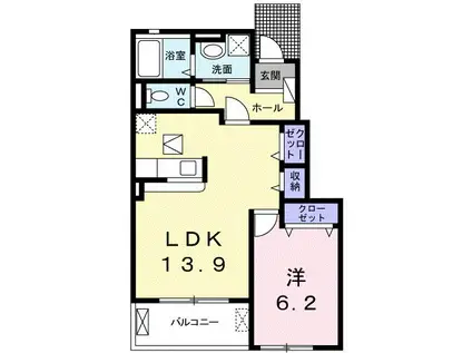 ビューティー ヒロ(1LDK/1階)の間取り写真