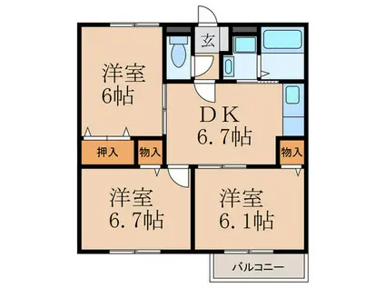 エコーハイツA(3DK/2階)の間取り写真