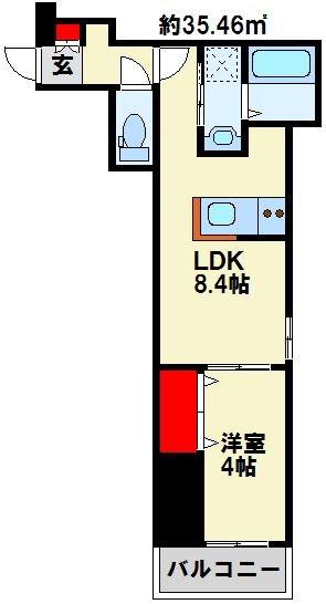 CHERIM戸畑駅前(1LDK/2階)の間取り写真