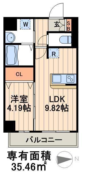 レジデンスフジミ(1LDK/6階)の間取り写真
