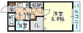 第2ハイツ高樋(1K/1階)の間取り写真