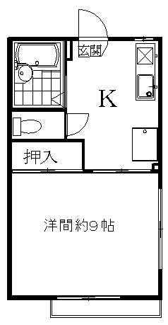 フォーセゾン(1K/1階)の間取り写真