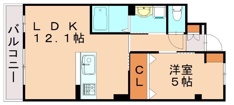 カーサ・グラン 伊都(1LDK/2階)の間取り写真