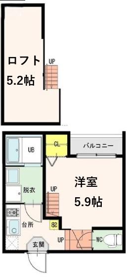 グランヴィスタ原町(1K/1階)の間取り写真