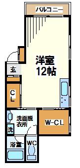 ヴィラ多摩川(1K/3階)の間取り写真