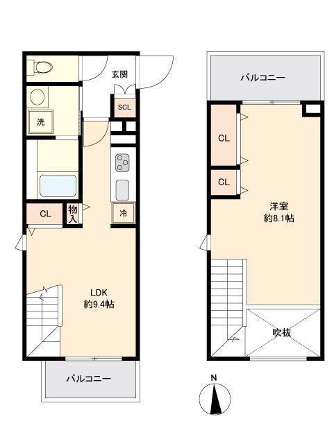 LIVECASA上野(1LDK/4階)の間取り写真
