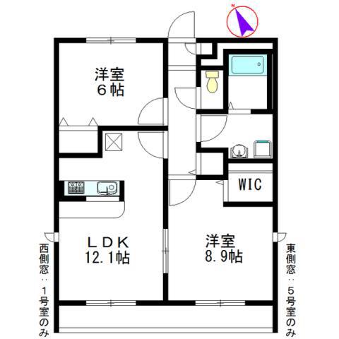 アンプルールクラージュスールII(2LDK/1階)の間取り写真