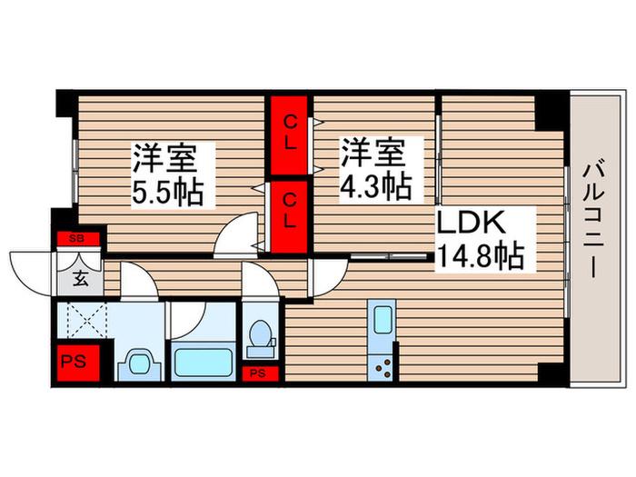 ベルヴァンス(2LDK/2階)の間取り写真