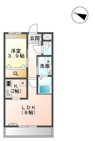 グランヴェルデ蓮池(1LDK/2階)の間取り写真