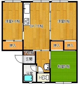 コスモシティ大野原(3DK/3階)の間取り写真