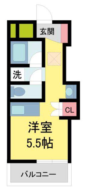 新甲子園マンション(ワンルーム/2階)の間取り写真