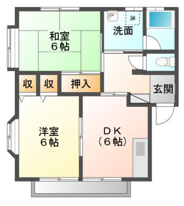 コーポラス悠美(2DK/2階)の間取り写真