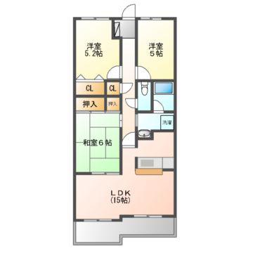 東千里OMパレスI(3LDK/8階)の間取り写真