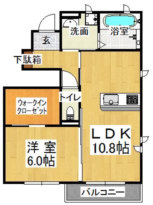 エトワール(1LDK/1階)の間取り写真