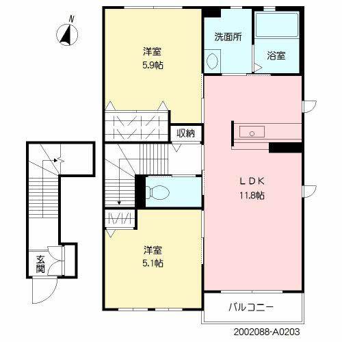 シャーメゾン和田(2LDK/2階)の間取り写真
